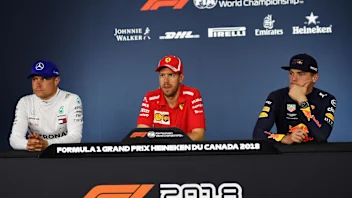 (L to R): Valtteri Bottas (FIN) Mercedes-AMG F1, Sebastian Vettel (GER) Ferrari and Max Verstappen