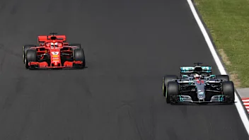 Lewis Hamilton (GBR) Mercedes-AMG F1 W09 EQ Power+ and Sebastian Vettel (GER) Ferrari SF-71H at