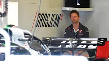 Romain Grosjean (FRA) Haas F1 in the garage at Formula One World Championship, Rd12, Hungarian