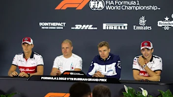 (L to R): Marcus Ericsson, Alfa Romeo Sauber F1 Team, Valtteri Bottas, Mercedes AMG F1, Sergey