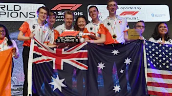 F1 in Schools World Champions Team Horizon celebrate at F1 in Schools World Finals, Resorts World