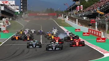 Lewis Hamilton (GBR) Mercedes-AMG F1 W09 EQ Power+ leads at the start of the race at Formula One