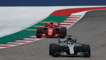 Lewis Hamilton, Mercedes AMG F1 W09 EQ Power+ and Kimi Raikkonen, Ferrari SF71H at Formula World