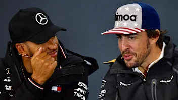 Lewis Hamilton, Mercedes AMG F1 and Fernando Alonso, McLaren in Press Conference at Formula One