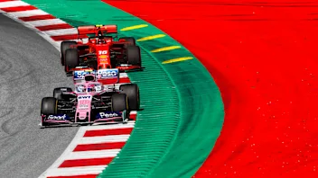RED BULL RING, AUSTRIA - JUNE 28: Lance Stroll, Racing Point RP19, leads Charles Leclerc, Ferrari