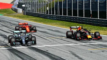 RED BULL RING, AUSTRIA - JUNE 29: Top three Qualifiers Charles Leclerc, Ferrari SF90, Lewis