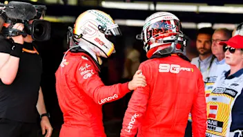 RED BULL RING, AUSTRIA - JUNE 30: Sebastian Vettel, Ferrari and Charles Leclerc, Ferrari in Parc