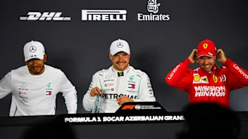 BAKU CITY CIRCUIT, AZERBAIJAN - APRIL 27: Lewis Hamilton, Mercedes AMG F1, pole man Valtteri