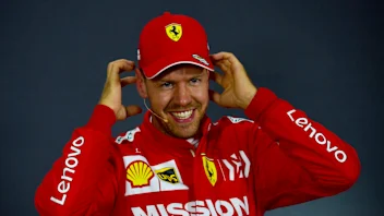 BAKU CITY CIRCUIT, AZERBAIJAN - APRIL 27: Sebastian Vettel, Ferrari, in the post Qualifying Press