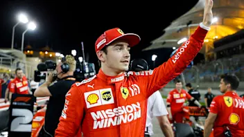 BAHRAIN INTERNATIONAL CIRCUIT, BAHRAIN - MARCH 30: Charles Leclerc, Ferrari celebrates pole