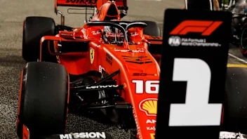 BAHRAIN INTERNATIONAL CIRCUIT, BAHRAIN - MARCH 30: Charles Leclerc, Ferrari SF90 celebrates in Parc