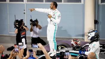 BAHRAIN INTERNATIONAL CIRCUIT, BAHRAIN - MARCH 31: Lewis Hamilton, Mercedes AMG F1, 1st position,