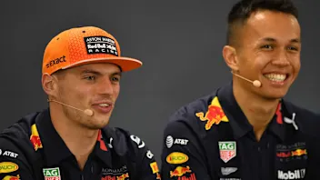 SPA-FRANCORCHAMPS, BELGIUM - AUGUST 29: Max Verstappen, Red Bull Racing, and Alexander Albon, Red