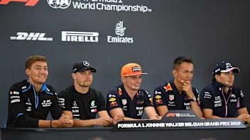 SPA-FRANCORCHAMPS, BELGIUM - AUGUST 29: George Russell, Williams Racing, Valtteri Bottas, Mercedes