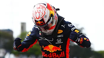 SAO PAULO, BRAZIL - NOVEMBER 17: Race winner Max Verstappen of Netherlands and Red Bull Racing