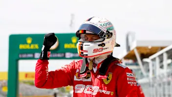 CIRCUIT GILLES-VILLENEUVE, CANADA - JUNE 08: Pole man Sebastian Vettel, Ferrari, celebrates during