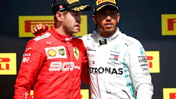 CIRCUIT GILLES-VILLENEUVE, CANADA - JUNE 09: Sebastian Vettel, Ferrari, 2nd position, and Lewis