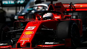 CIRCUIT GILLES-VILLENEUVE, CANADA - JUNE 09: Sebastian Vettel, Ferrari SF90, leads Lewis Hamilton,