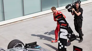 CIRCUIT GILLES-VILLENEUVE, CANADA - JUNE 09: Sebastian Vettel, Ferrari, 2nd position, switches the