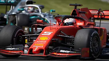 CIRCUIT GILLES-VILLENEUVE, CANADA - JUNE 09: Sebastian Vettel, Ferrari SF90, leads Lewis Hamilton,
