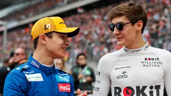 SHANGHAI INTERNATIONAL CIRCUIT, CHINA - APRIL 14: Lando Norris, McLaren, and George Russell,