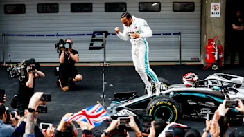 SHANGHAI INTERNATIONAL CIRCUIT, CHINA - APRIL 14: Lewis Hamilton, Mercedes AMG F1 celebrates in