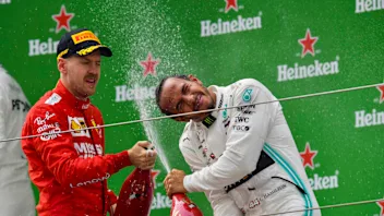 SHANGHAI INTERNATIONAL CIRCUIT, CHINA - APRIL 14: Sebastian Vettel, Ferrari, 3rd position, and