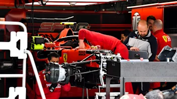 SHANGHAI INTERNATIONAL CIRCUIT, CHINA - APRIL 11: Ferrari SF90 front suspension detail during the