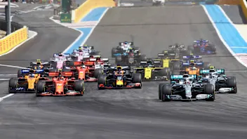 CIRCUIT PAUL RICARD, FRANCE - JUNE 23: Lewis Hamilton, Mercedes AMG F1 W10, leads Valtteri Bottas,