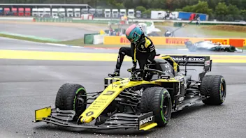 HOCKENHEIMRING, GERMANY - JULY 28: Daniel Ricciardo, Renault F1 Team, climbs out of his car and