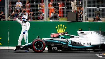 SILVERSTONE, UNITED KINGDOM - JULY 13: Pole Sitter Valtteri Bottas, Mercedes AMG F1 celebrates in
