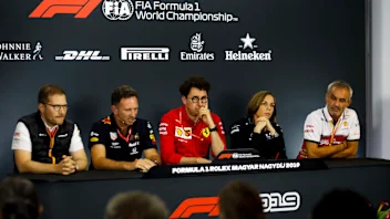 HUNGARORING, HUNGARY - AUGUST 02: Andreas Seidl, Team Principal, McLaren, Christian Horner, Team