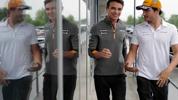 HUNGARORING, HUNGARY - AUGUST 02: Lando Norris, McLaren, and Carlos Sainz Jr, McLaren during the