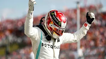 HUNGARORING, HUNGARY - AUGUST 04: Race Winner Lewis Hamilton, Mercedes AMG F1 celebrates in Parc