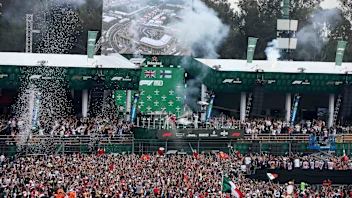 MEXICO CITY, MEXICO - OCTOBER 27: A general view as race winner Lewis Hamilton of Great Britain and