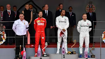 MONTE CARLO, MONACO - MAY 26: Ron Meadows, Sporting Director, Mercedes AMG, Sebastian Vettel,