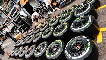 MONTE CARLO, MONACO - MAY 22: Pirelli tyres during the Monaco GP at Monte Carlo on May 22, 2019 in