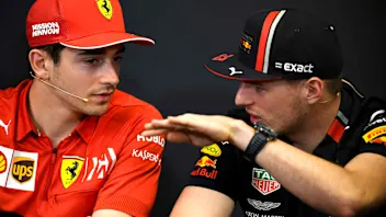 MONTE CARLO, MONACO - MAY 22: Charles Leclerc, Ferrari and Max Verstappen, Red Bull Racing in Press
