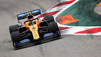 SOCHI, RUSSIA - SEPTEMBER 27: Lando Norris of Great Britain driving the (4) McLaren F1 Team MCL34