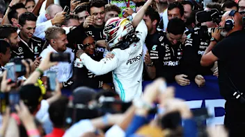 SOCHI, RUSSIA - SEPTEMBER 29: Race winner Lewis Hamilton of Great Britain and Mercedes GP