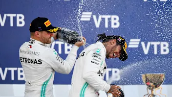 SOCHI, RUSSIA - SEPTEMBER 29: Race winner Lewis Hamilton of Great Britain and Mercedes GP and