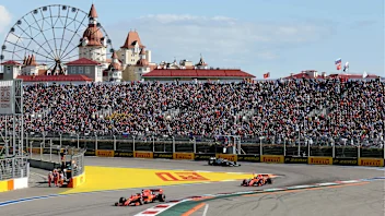 SOCHI, RUSSIA - SEPTEMBER 29: Sebastian Vettel of Germany driving the (5) Scuderia Ferrari SF90