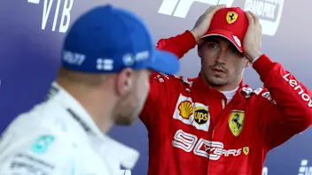 SOCHI, RUSSIA - SEPTEMBER 29: Third placed Charles Leclerc of Monaco and Ferrari and second placed