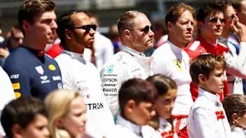 CIRCUIT DE BARCELONA-CATALUNYA, SPAIN - MAY 12: Max Verstappen, Red Bull Racing, Lewis Hamilton,