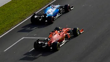 CIRCUIT DE BARCELONA-CATALUNYA, SPAIN - FEBRUARY 20: George Russell, Williams FW42, leads Sebastian