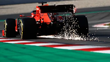 CIRCUIT DE BARCELONA-CATALUNYA, SPAIN - MARCH 01: Sebastian Vettel, Ferrari SF90 sparks during the