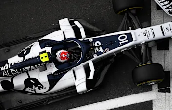 NORTHAMPTON, ENGLAND - AUGUST 08: Pierre Gasly of France driving the (10) Scuderia AlphaTauri AT01