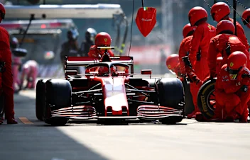 NORTHAMPTON, ENGLAND - AUGUST 09: Charles Leclerc of Monaco driving the (16) Scuderia Ferrari