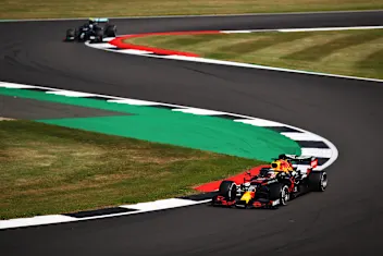 NORTHAMPTON, ENGLAND - AUGUST 09: Max Verstappen of the Netherlands driving the (33) Aston Martin