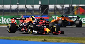NORTHAMPTON, ENGLAND - AUGUST 09: Alexander Albon of Thailand driving the (23) Aston Martin Red